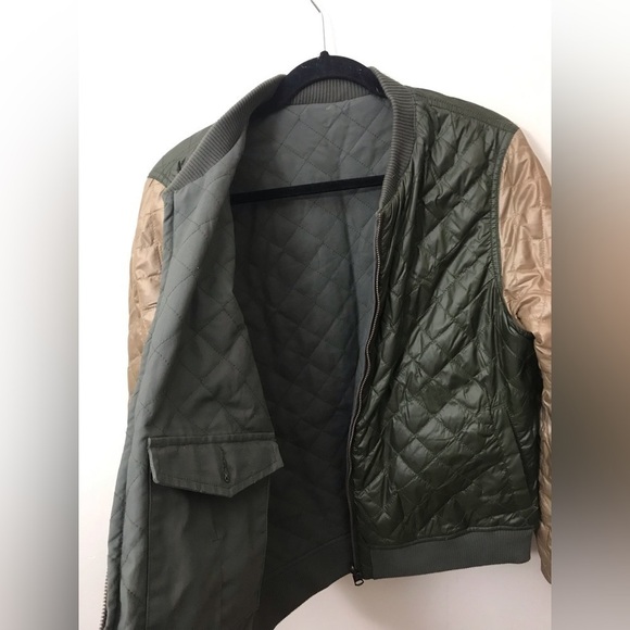 BURTON Womens Cotton Blend Reversible Olive Green Full Zip Bomber Jacket Size M - Picture 8 of 14